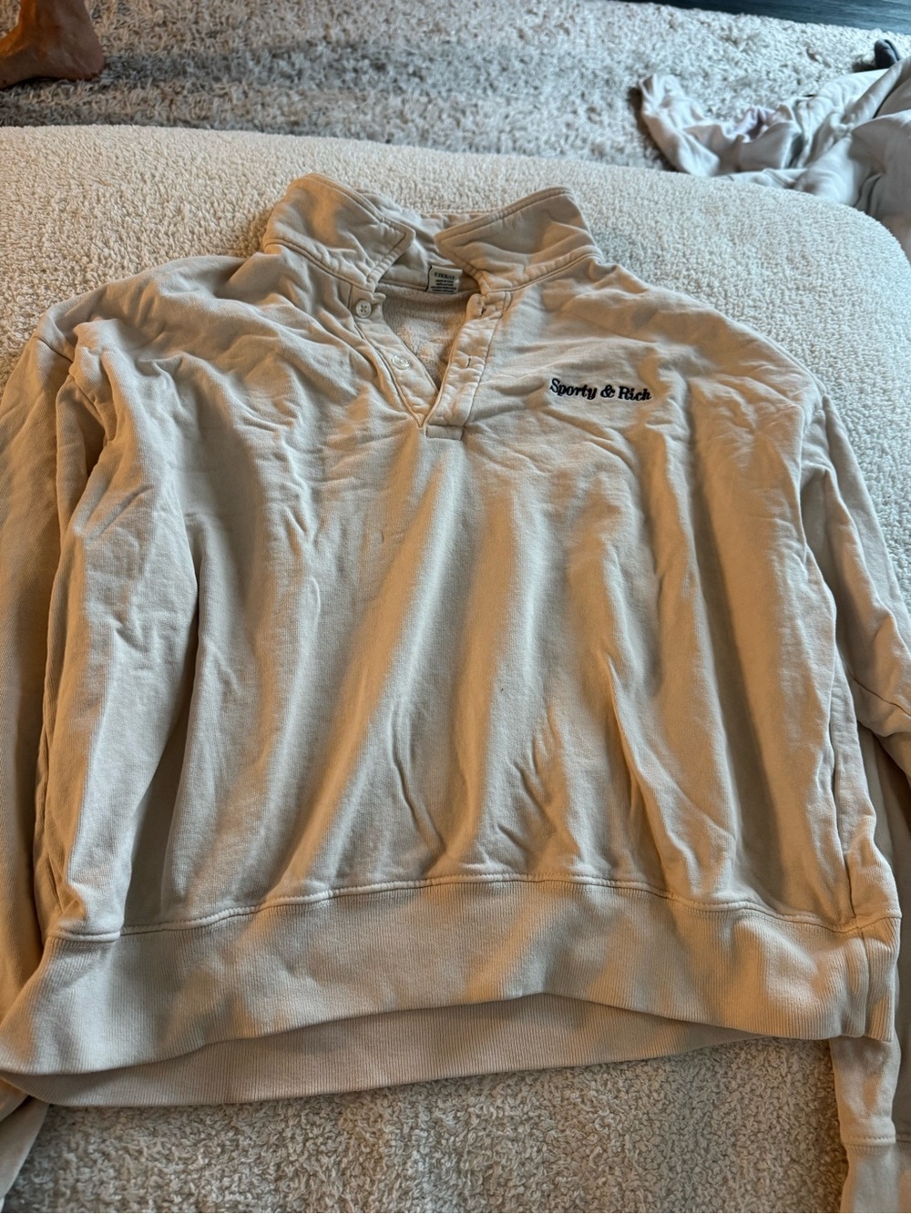 Sporty & Rich Cream Quarter-Snap Pullover